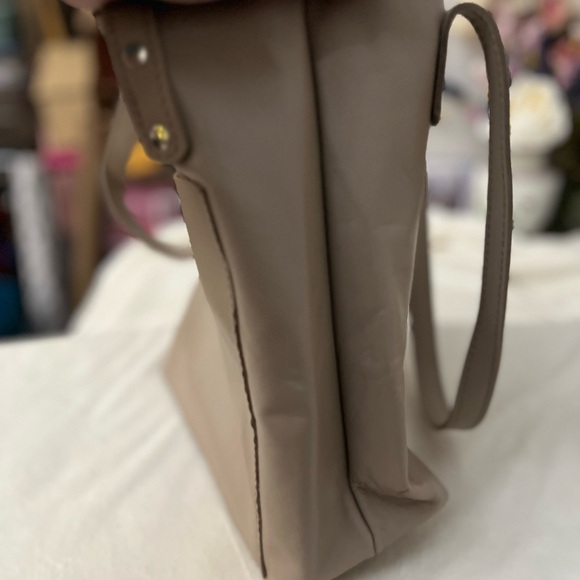 Leather Light Tan Tote Purse Shoulder Bag Classic Collegiate - Picture 6 of 8